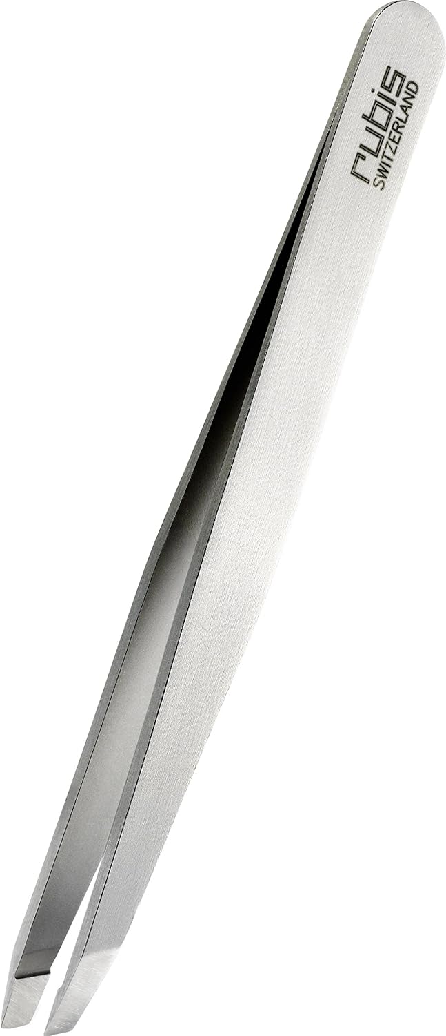 Rubis Switzerland Stainless Steel SilverMetalic Slanted Tweezer Swiss Made - Image 1