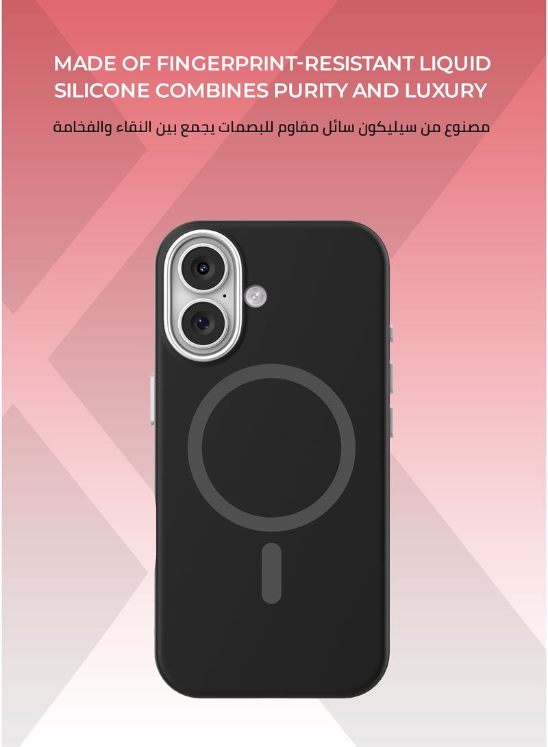 زوندا كفر بيور ايفون 17 ماج سيف لون اسود - بطانة داخلية من المايكروفايبر لحماية من الخدوش،إطار كاميرا معدني مرتفع لحماية العدسة، مصنوع من السيليكون السائل مع طبقة مقاومة  للبصمات، متوافق مع ملحقات MagSafe - Image 2