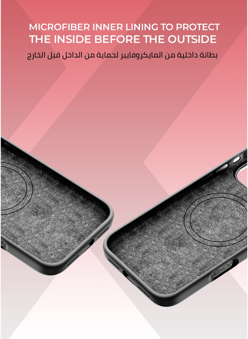 زوندا كفر بيور ايفون 17 ماج سيف لون اسود - بطانة داخلية من المايكروفايبر لحماية من الخدوش،إطار كاميرا معدني مرتفع لحماية العدسة، مصنوع من السيليكون السائل مع طبقة مقاومة  للبصمات، متوافق مع ملحقات MagSafe - Image 3