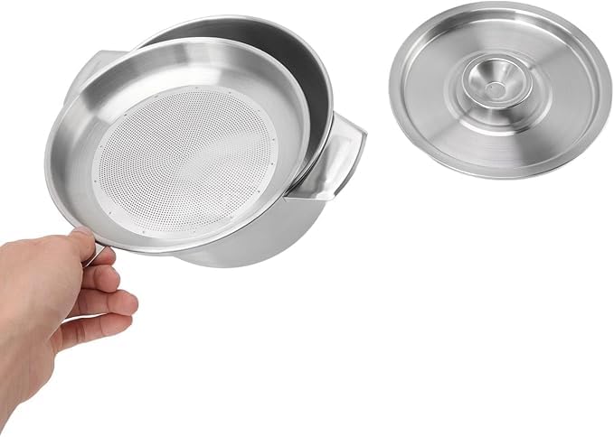 Kruvad Stainless Steel Oil Bacon Grease Container with Fine Mesh Strainer AntiSlip Coaster Tray Cooking Oil Keeper Reuse Oil Storage Pot Strainer Grease Container Kitchen Cooking Tools - Image 1