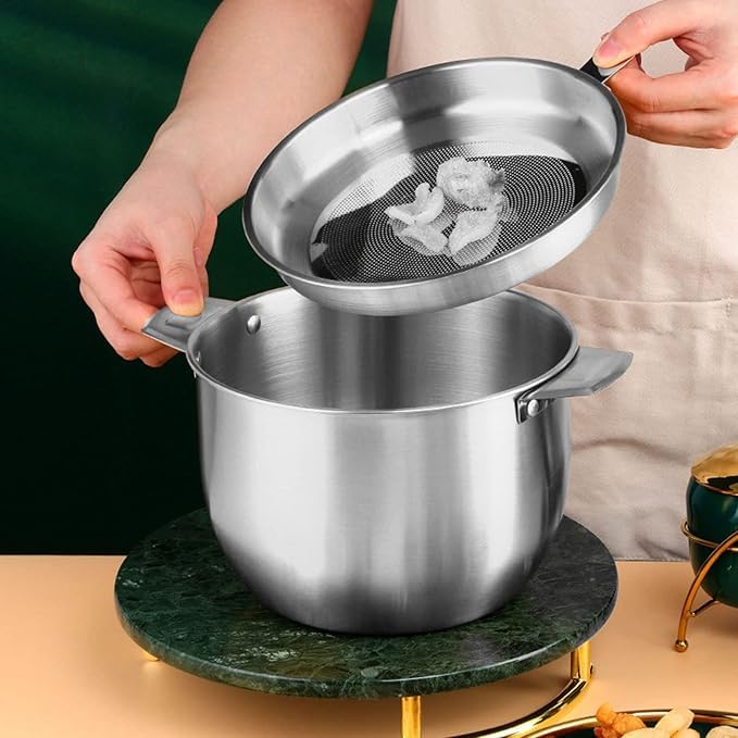 Kruvad Stainless Steel Oil Bacon Grease Container with Fine Mesh Strainer AntiSlip Coaster Tray Cooking Oil Keeper Reuse Oil Storage Pot Strainer Grease Container Kitchen Cooking Tools - Image 4