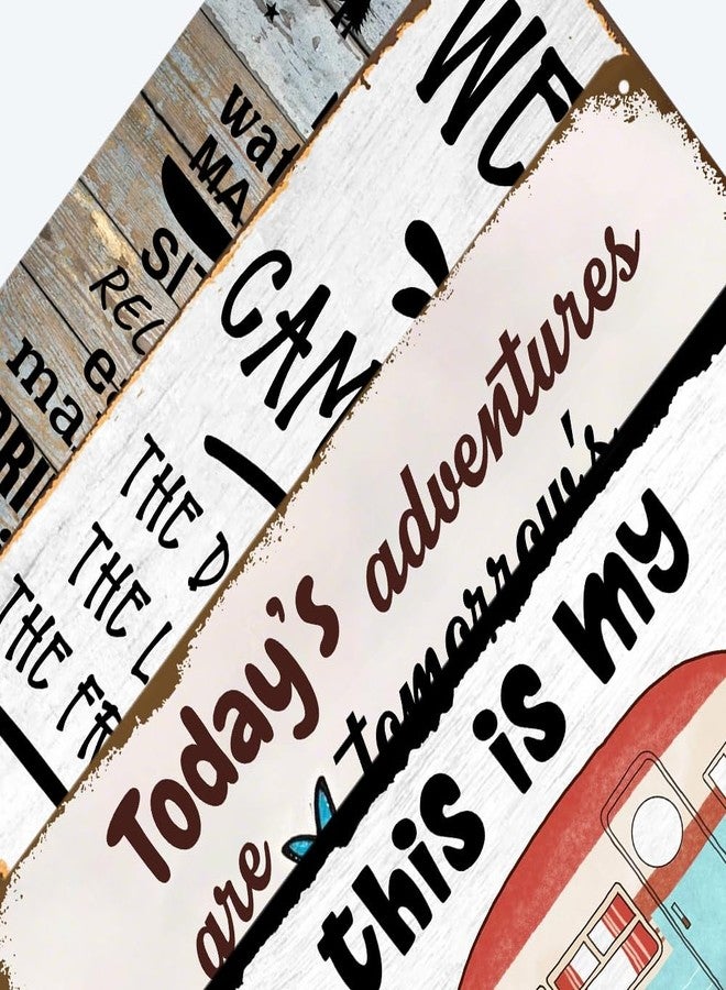 tosles 4pcs Camping Signs Decor Vintage Camping Metal Tin Signs Campers Rv Decorations Outside Camper Camping Rules Sign For Travel Trailer Wall Art Decor - Image 5