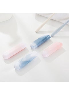 Generic 2 Pcs Portable Watercolor Gradient Travel Toothbrush Case, Strong Durable Food Grade PP Plastic Toothbrush Storage Holder, Bottom Vent Hole Dustproof Toothbrush Holder (Pink+Blue)  - Image 4