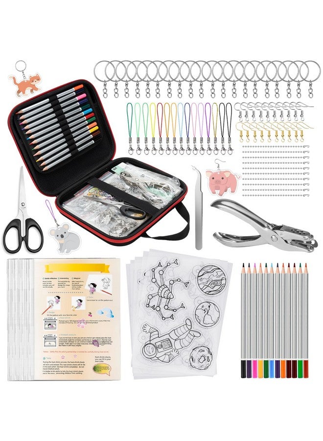 Yewltvep 206PCS Shrinky Dink Sheets Kit with Case, Shrink Art Shrink Plastic Sheet Shrinky Dink Keychain Kit with 25Pcs Shrinky Paper Sheets Keychains Accessories for DIY Ornaments Craft Rings Keychains - Image 1