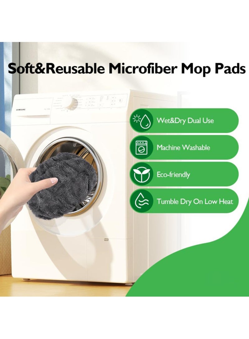 2 Pack Washable Sweeper Pads, Reusable Cotton Mop Refills Eco-Friendly Mop Pad, Wet And Dry Use, Replacement Durable Dust Mop Covers, Multipurpose Floor Cleaning Pads Cotton Mop Refills for Swiffer, Grey(Mop Not Included)  - Image 4