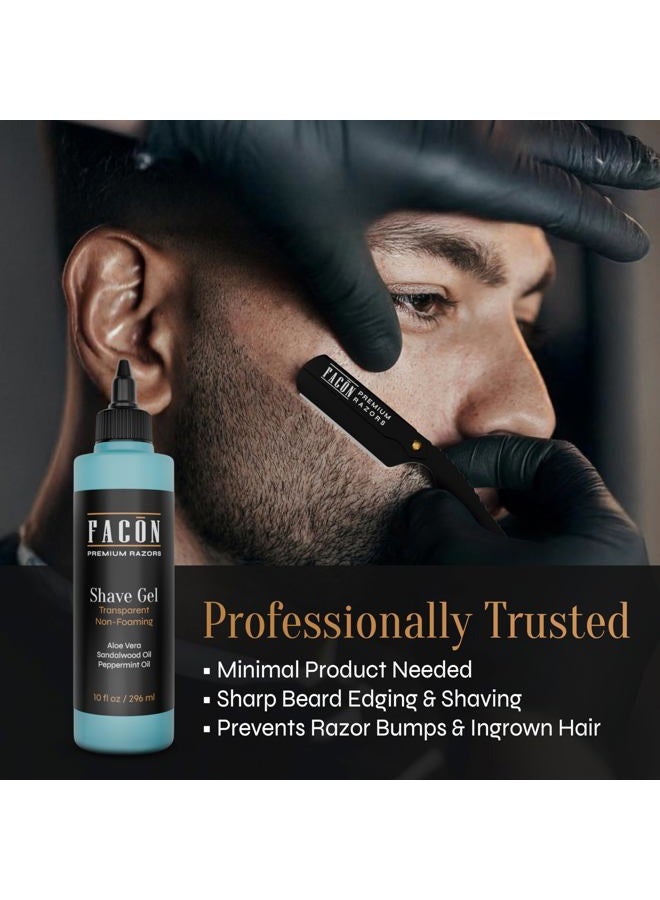 FACON Facón Transparent Shaving Gel for Men w/Aloe Vera, Cooling Menthol, Peppermint & Sandalwood Oil Scent – Clear Non Foaming Straight Razor Shave Gel, Barber Shaving Gel to Prevent Razor Bumps, 10 fl oz - Image 3