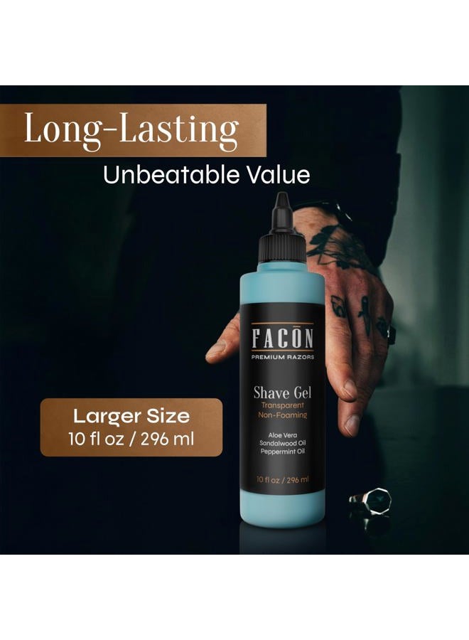 FACON Facón Transparent Shaving Gel for Men w/Aloe Vera, Cooling Menthol, Peppermint & Sandalwood Oil Scent – Clear Non Foaming Straight Razor Shave Gel, Barber Shaving Gel to Prevent Razor Bumps, 10 fl oz - Image 5