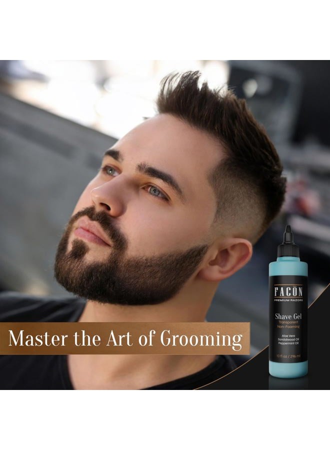 FACON Facón Transparent Shaving Gel for Men w/Aloe Vera, Cooling Menthol, Peppermint & Sandalwood Oil Scent – Clear Non Foaming Straight Razor Shave Gel, Barber Shaving Gel to Prevent Razor Bumps, 10 fl oz - Image 4