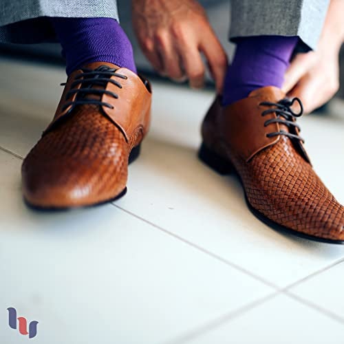 Hugh Ugoli Men's Rayon Dress Socks for Business & Trouser, Thin & Seamless Crew Socks, 4 Pairs with Gift Box, Brown, Shoe Size: 8-12 - Image 4