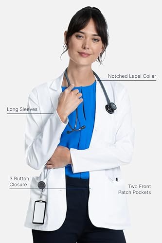 Cherokee Women's Lab Coat 28" Button Up Front Consultation Coat CK451, L, White - Image 2