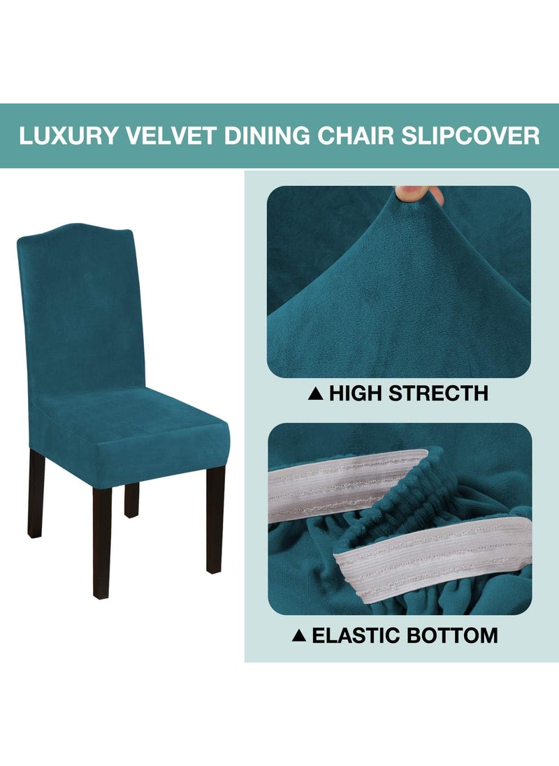 Styleys Styleys Velvet Dining Chair Covers Stretch Chair Covers for Dining Room Chair Protector Covers Slipcover Chair Covers Pack of 6 Deep Teal VEMC14  - Image 3