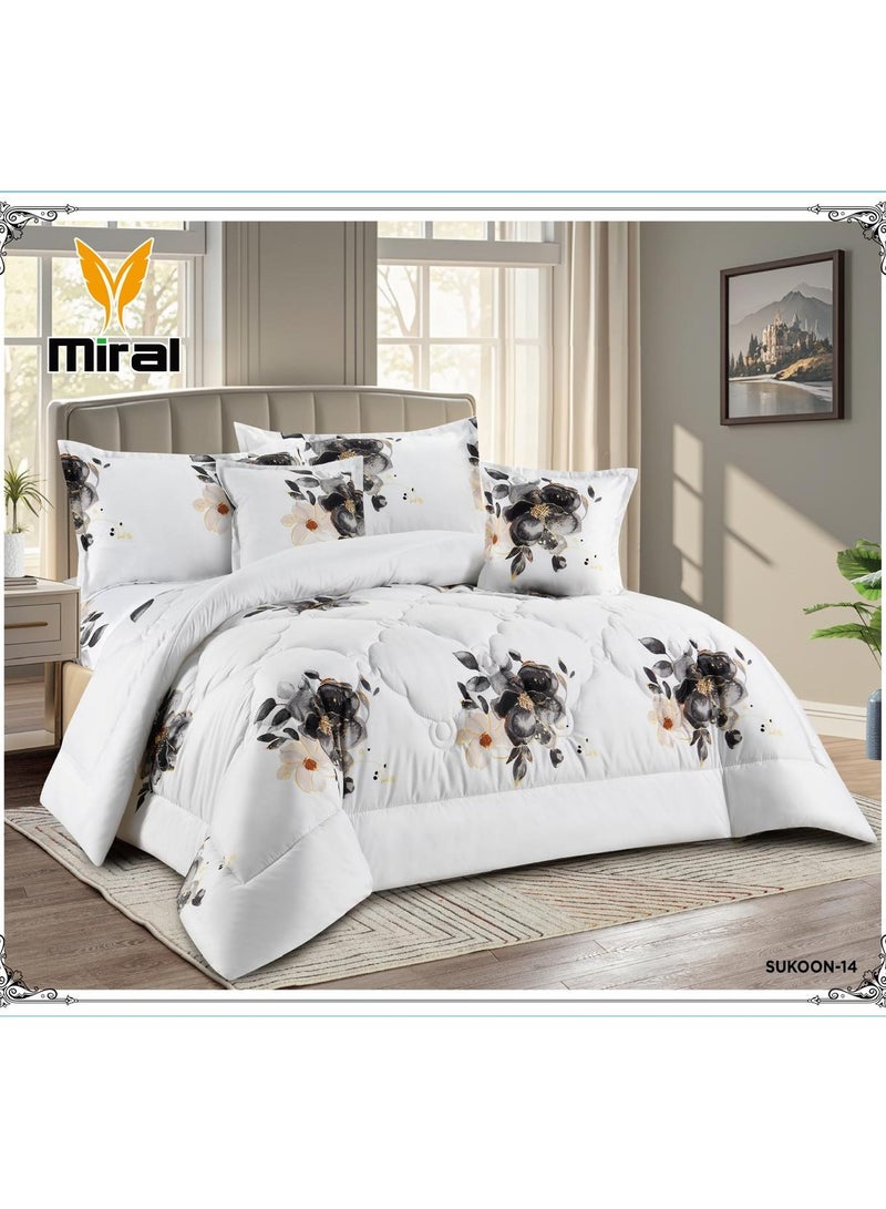 Miral 4-Piece One-and-a-Half Bed Comforter Set – Soft Printed Quilt with Full Fitted Sheet and Pillow Covers – Size 160×210 cm - Image 1