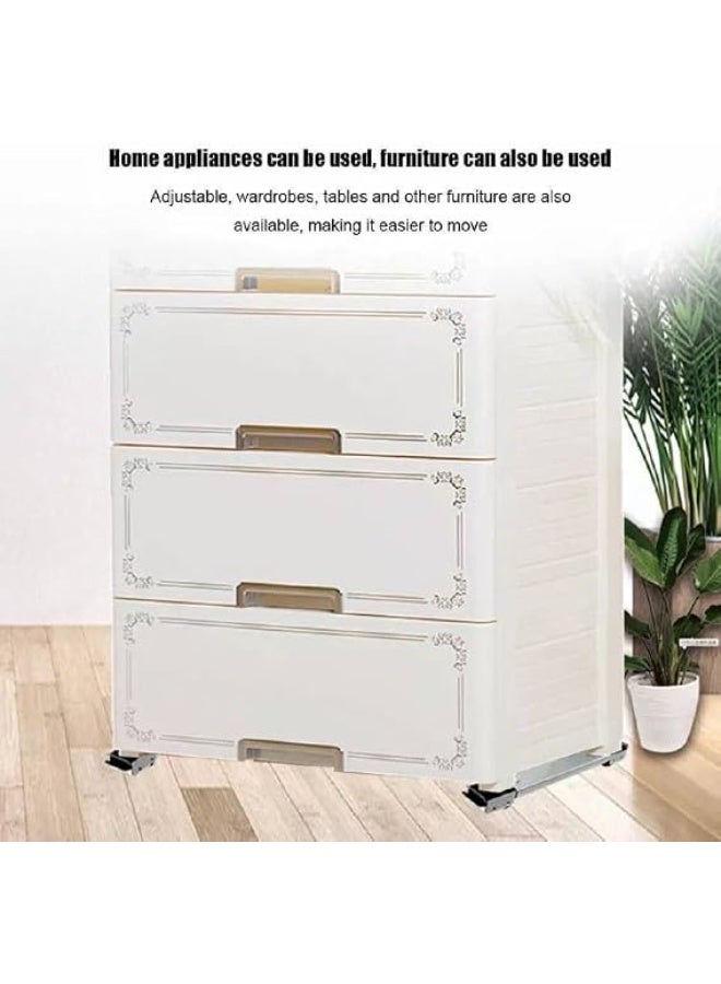 Heavy-duty, adjustable, mobile metal base set with safety brake - suitable for heavy appliances and furniture, supports up to 200 kg. - Image 4