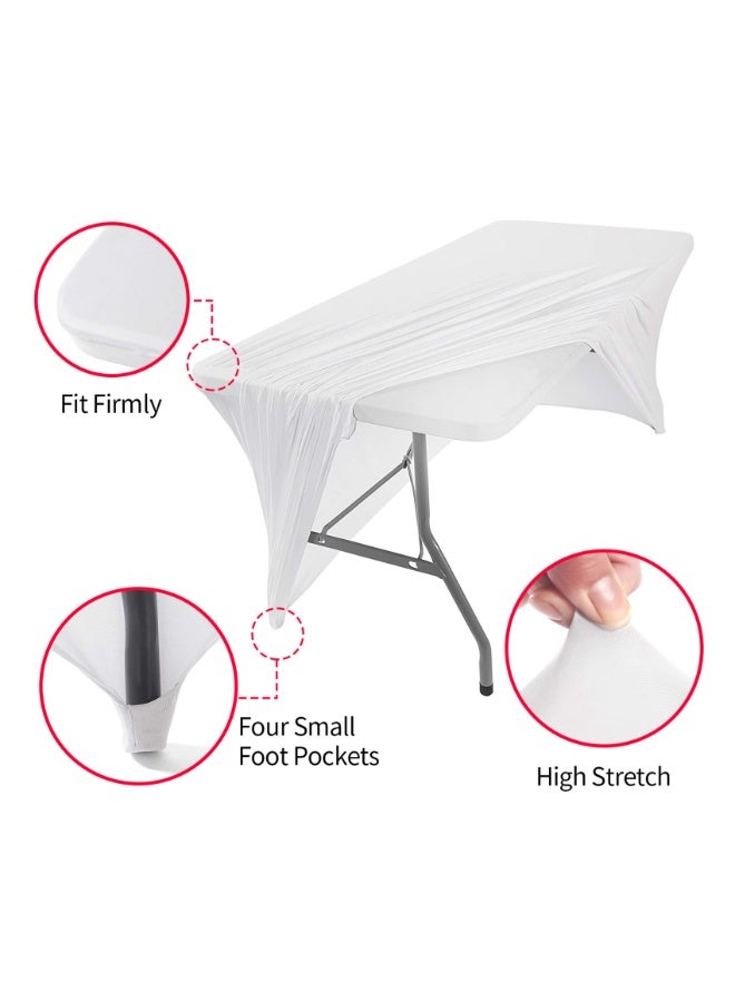 Bukela 6ft Stretch Spandex Table Cover for Standard Folding Tables - Universal Rectangular Fitted Tablecloth Protector for Wedding, Banquet and Party （White, 96 Length x 30 Width x 30 Height Inches） - Image 4