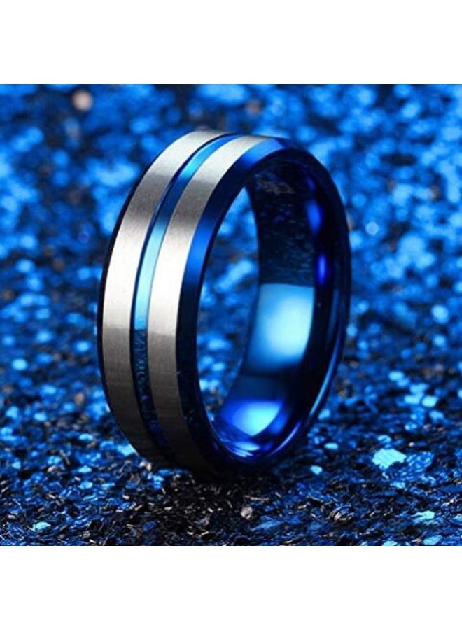 KUYING Men's Wide Version Technology Blue Silver Splicing And Drawing Process - Image 2