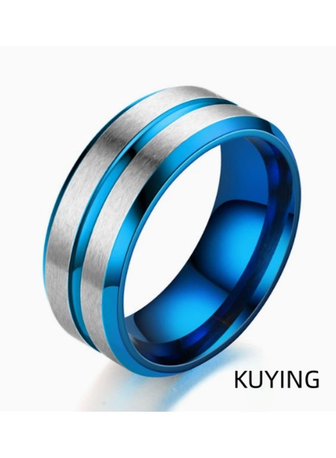 KUYING Men's Wide Version Technology Blue Silver Splicing And Drawing Process - Image 3
