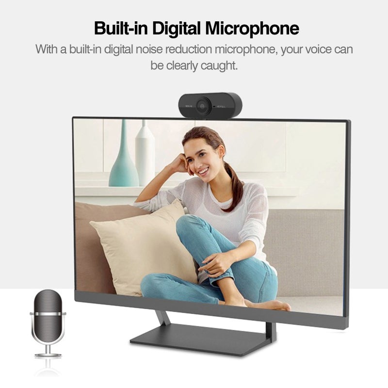 1080P USB Webcam with Mic Laptop Web Cam Clip-on Web Camera for Online Teaching Conference Live Streaming Video Calling - Image 5