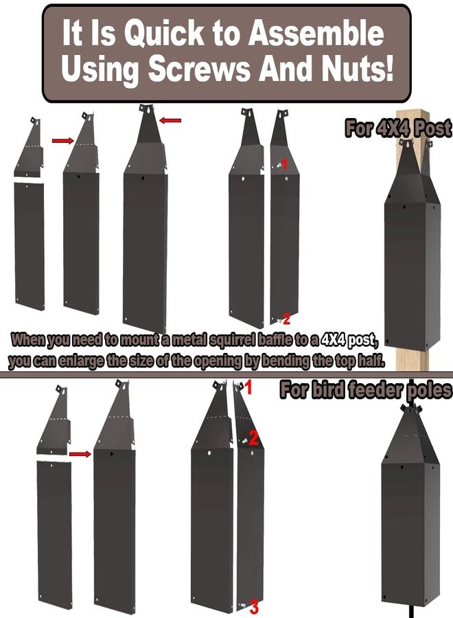 Pirateant 24.4Inch Metal Squirrel Baffle，Adjustable Opening Size Squirrel Baffle For Up To 4x4 Wide Wooden Post,Squirrel Baffle For Bird Feeders Without Removing Bird Feeder Poles Or Shepherd'S Hooks. - Image 5