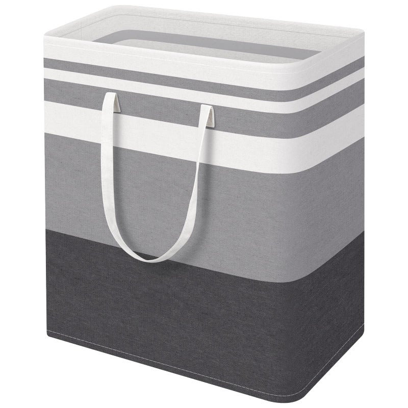 HomeHacks Large Laundry Basket Waterproof Freestanding Laundry Hamper Collapsible Tall Clothes Hamper with Extended Handles for Clothes in The Dorm and FamilyGradient Grey 125L