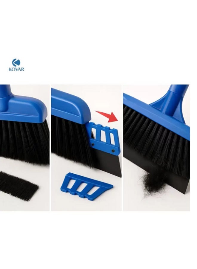 kovar مجموعة كوفار من المكنسة والجاروف مع شعيرات كثيفة وصلبة ومقبض طويل - Image 2