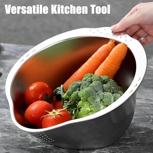 KRESHU 4-in-1 Rice Washer Strainer Bowl SUS 304 Aluminium Material | Side Drainers Small Colander for Cleaning and Rinsing Fruits, Vegetables & Beans | Strainer with Stable Adhesive Hook (Pack of 1) - Image 4
