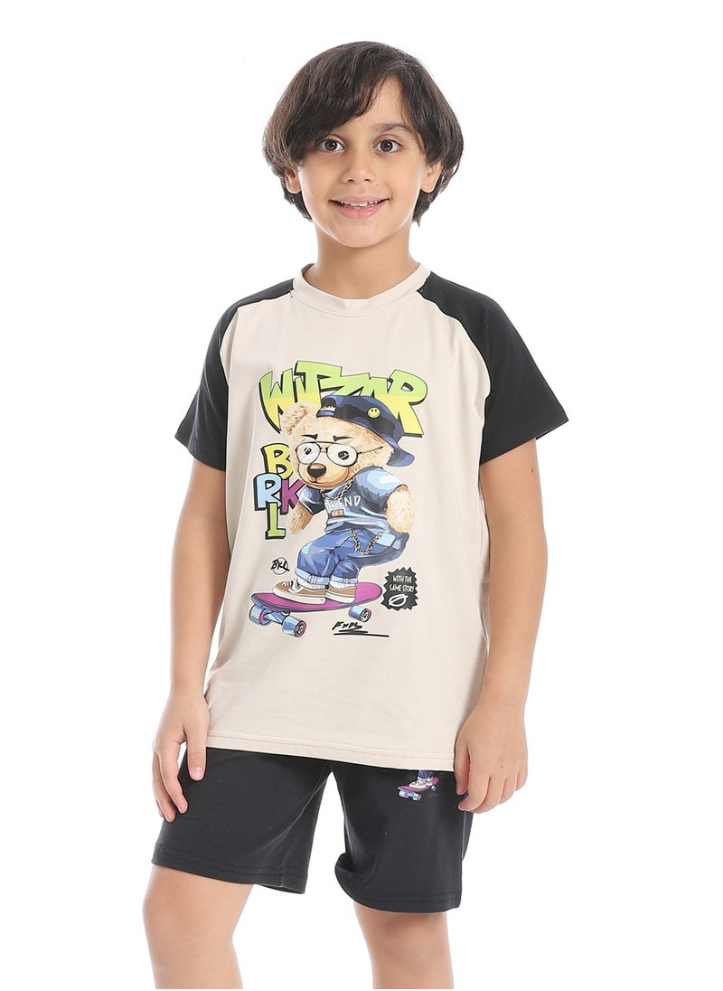 Caesar Boys printed cotton T-Shirt With Short Set  - Image 1