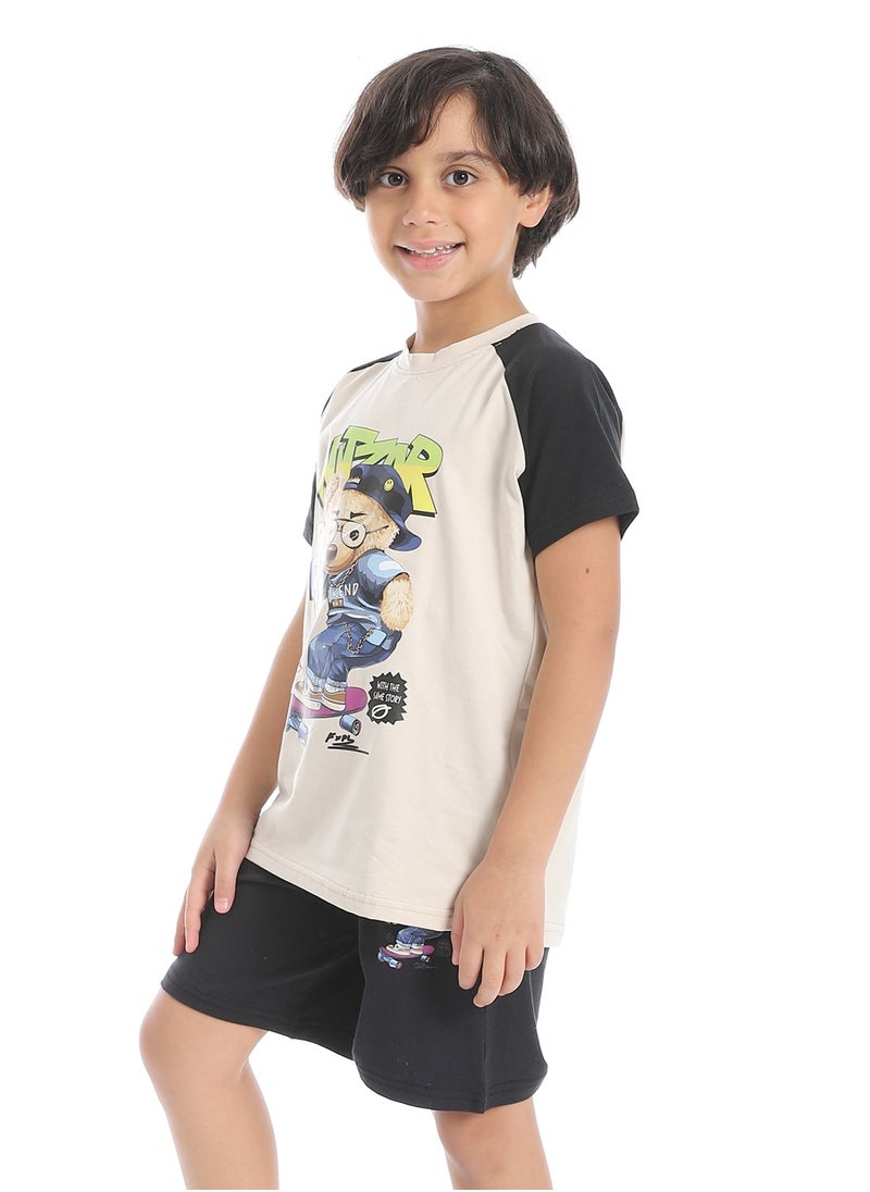 Caesar Boys printed cotton T-Shirt With Short Set  - Image 2