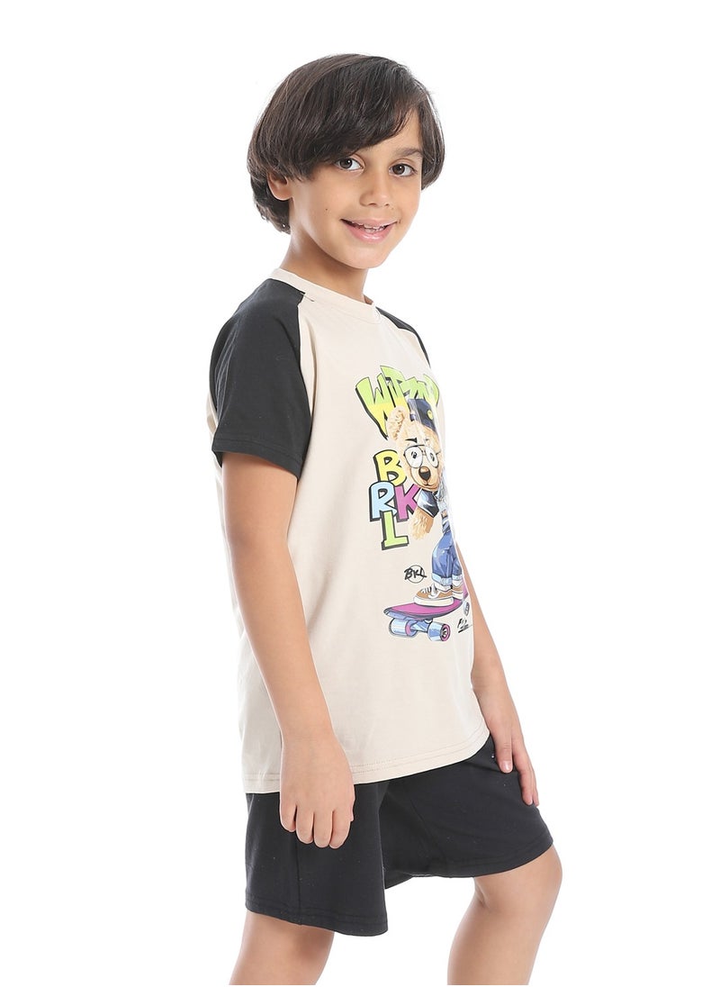 Caesar Boys printed cotton T-Shirt With Short Set  - Image 3
