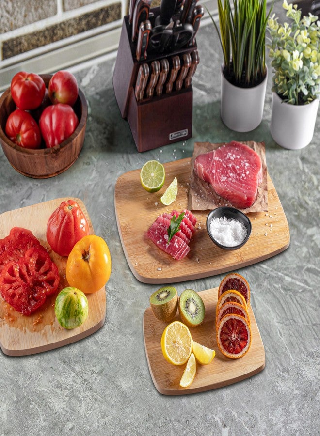Bambüsi 3-Piece Bamboo Cutting Board - Set of 3 Assorted Sizes - Kitchen Chopping Boards for Meat, Cheese and Vegetables - Large Natural Wood Butcher Block, Cheese Board & Charcuterie Board - Image 2