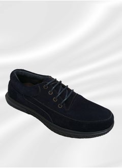 Meto Navy suede casual shoe with genuine leather lace-up and toe sole  - Image 1