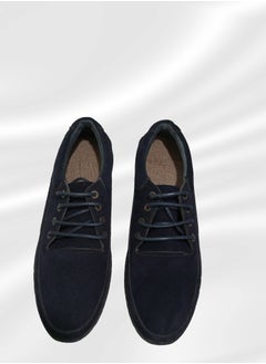 Meto Navy suede casual shoe with genuine leather lace-up and toe sole  - Image 2