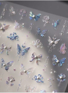KHAJUL 5D Pearl Crystal Butterfly Magic Nail Sticker with 100 Zircon Diamonds , Suitable for DIY Nail Sticker  - Image 2