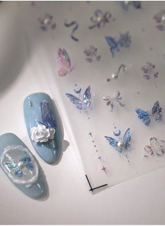 KHAJUL 5D Pearl Crystal Butterfly Magic Nail Sticker with 100 Zircon Diamonds , Suitable for DIY Nail Sticker  - Image 4