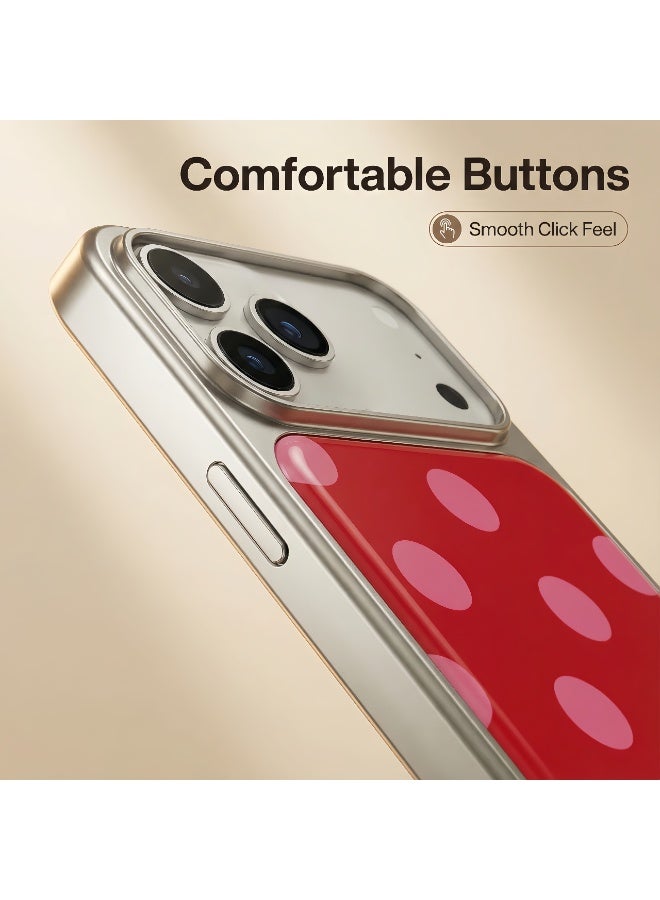 كفر متوافق مع آيفون 17 برو ماكس، جراب بنمط نقاط (بولكا دوت) بتصميم جمالي لطيف للفتيات والنساء، غطاء حماية سميك مقاوم للصدمات ومضاد للاصفرار - وردي صارخ - Image 3