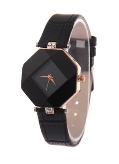 Women's Rhinestone Cut Leather Analog Watch