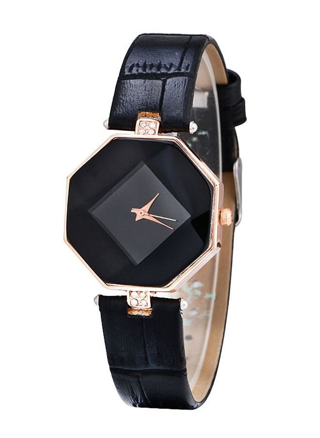 Generic - Women's Rhinestone Cut Leather Analog Watch - Image 1