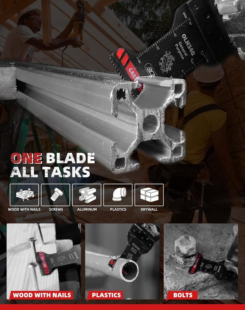 EZARC Carbide Oscillating Saw Blades, General Purpose Multitool Blades Quick Release for Metal, Nails, Wood, Plaster, Drywall and PVC, 3-Pack - Image 4