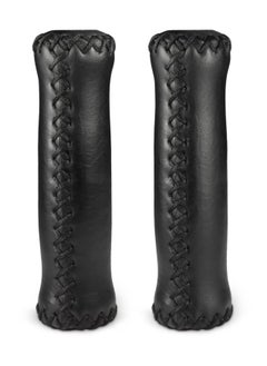 KASTWAVE Cruiser Bike Handlebar Grips, Anti-Slip & Comfortable Black Vinyl Leather Grips in 13.5cm with Hand-Stitched Seam for 22.2mm (7/8") Beach Cruiser Bicycle Handlebar for Woman & Man  - Image 1