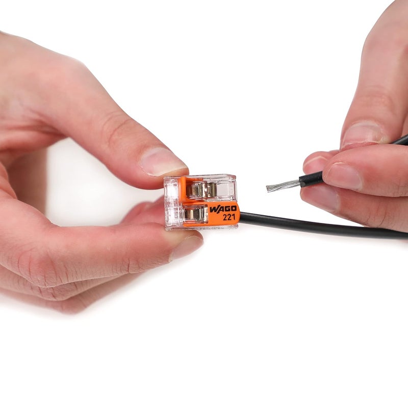 Wago 221-612 | Lever-NUTSsplicing Connector | for Solid and Stranded Conductors | 2-Conductor with Operating levers | 20-10 AWG | Transparent housing | [Box of 50 Pieces] - Image 4