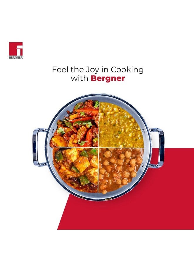 بيرجنر مقلاة BERGNER Tripro TriPly المصنوعة من الفولاذ المقاوم للصدأ بعمق 24 سم مع غطاء، سعة 3 لتر، مقابض متينة تبقى باردة، قاعدة ثقيلة، مناسبة للملاعق المعدنية - قاعدة حثية وجاهزة للاستخدام بالغاز (ضمان لمدة 5 سنوات) - Image 3