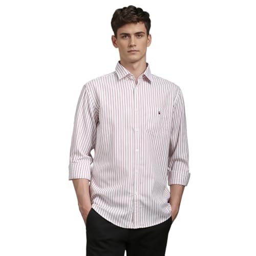 LOUIS PHILIPPE قميص قطن ضيق للرجال من لويس فيليب (LYSFCSLBV77793_أحمر، 42) - Image 1