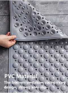 Kutis 1-Piece Non-slip Massage Mat For Bathroom PVC Grey 70x35 Centimeter  - Image 3