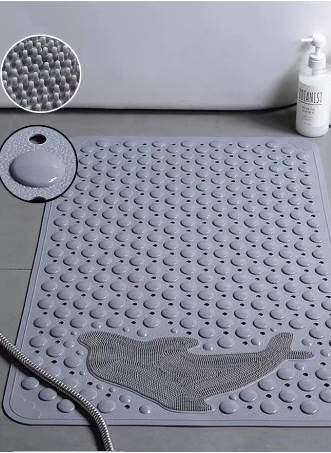 Kutis 1-Piece Non-slip Massage Mat For Bathroom PVC Grey 70x35 Centimeter  - Image 2