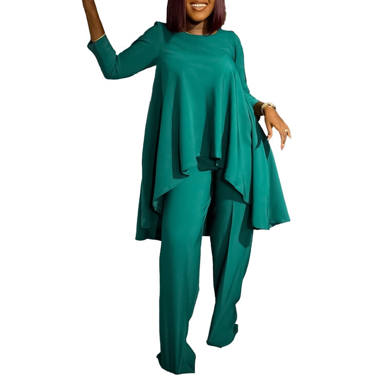 Women's Fashion Loose Irregular Top Pants Set Elegant African Two-Piece Set - Image 5