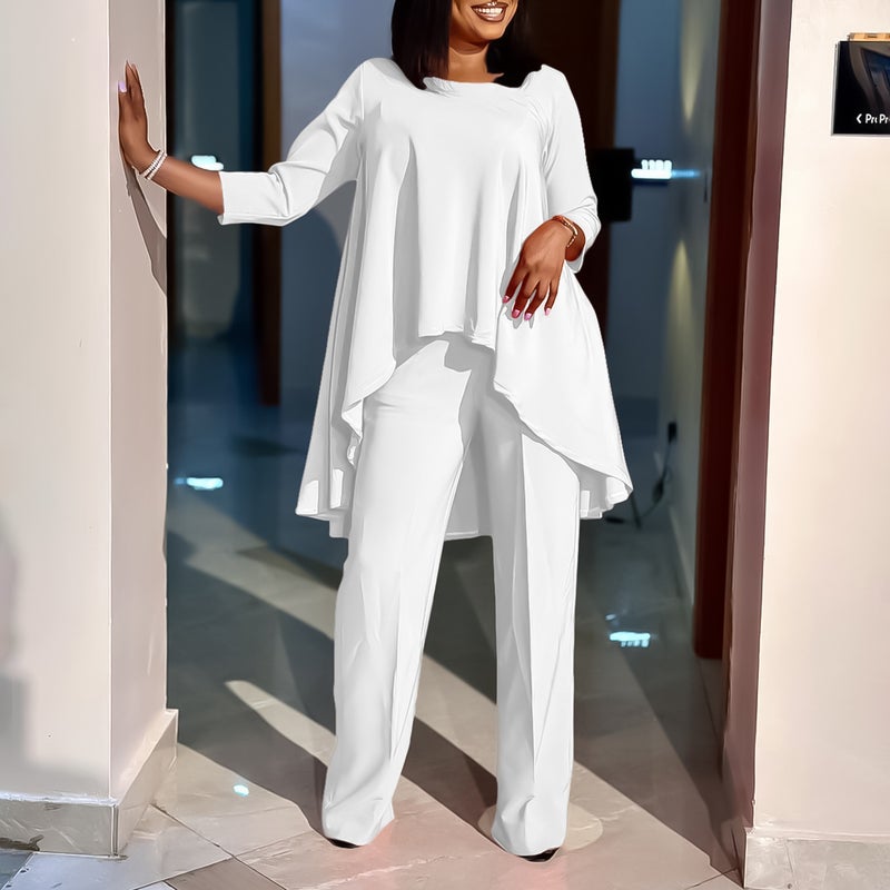 Women's Fashion Loose Irregular Top Pants Set Elegant African Two-Piece Set - Image 4