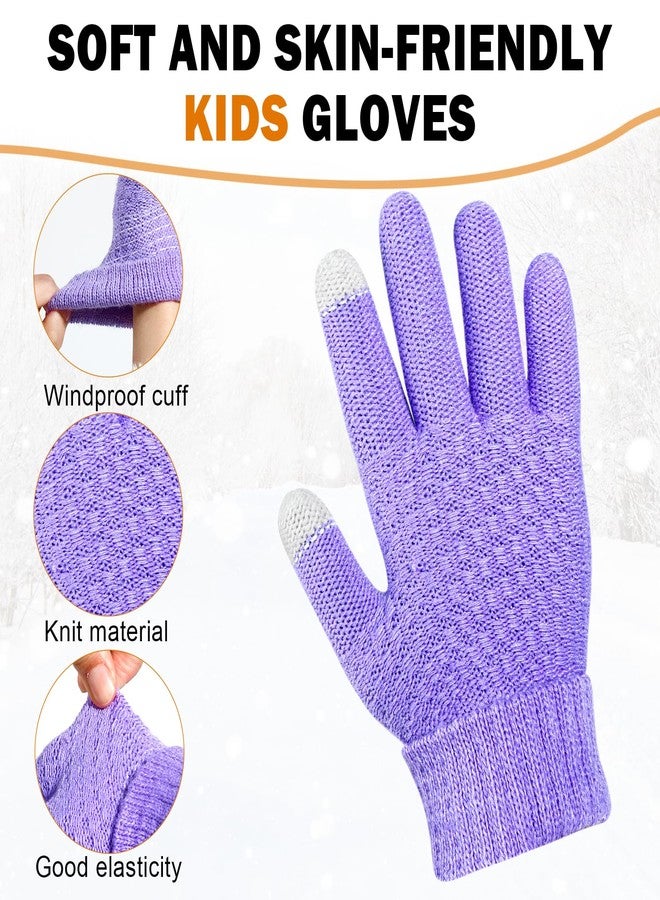 ONESING 3 Pairs Winter Gloves for Kids Knit Warm Gloves Touch Screen Thermal Gloves for Cold Weather - Image 2