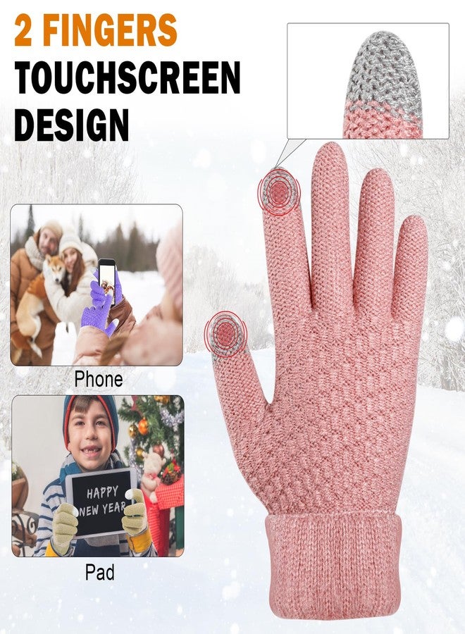 ONESING 3 Pairs Winter Gloves for Kids Knit Warm Gloves Touch Screen Thermal Gloves for Cold Weather - Image 3