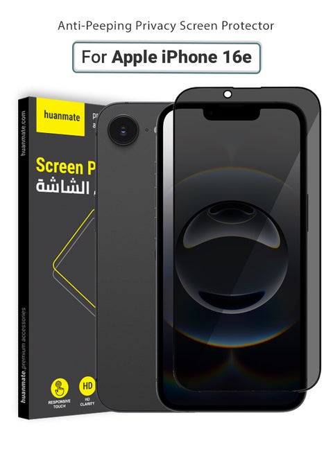 Apple iPhone 16e Privacy Screen Protector – Premium Edge to Edge Anti Spy Privacy Tempered Glass, Oleophobic Coating, Delicate Touch, Anti-Explosion, Smooth Arc Edge, Easy Installation