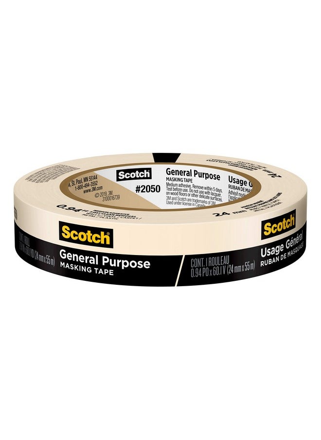 Scotch  General Purpose Masking Tape, Tan, Tape For Labeling, Bundling And General Use, Multi-Surface Adhesive Tape, 0.94 Inches X 60 Yards, 1 Roll  - Image 1