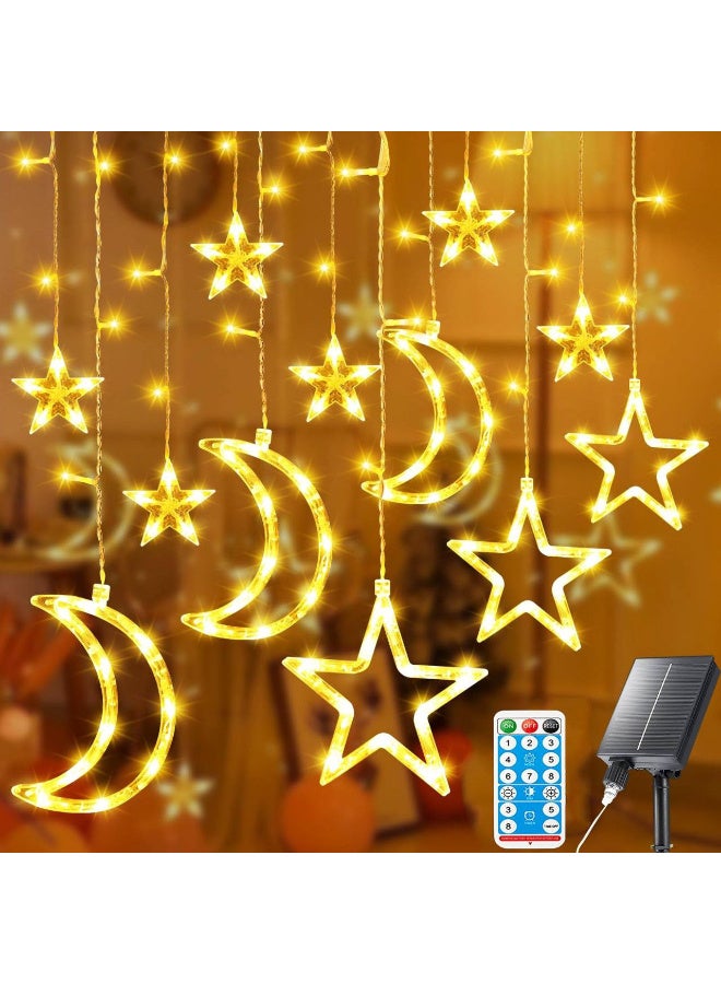 Star Moon Curtain Ramadan Lights for Bedroom Decor,3.5M Ramadan Decorations Light,Eid Moon Window String Lights,8 Flash Modes Led String Fairy Lights Stars Shaped And Moon Curtain Decorative Lights - Image 1